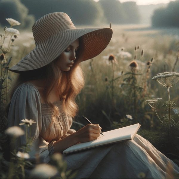 cottage core aesthetic nature journaling wildflower field